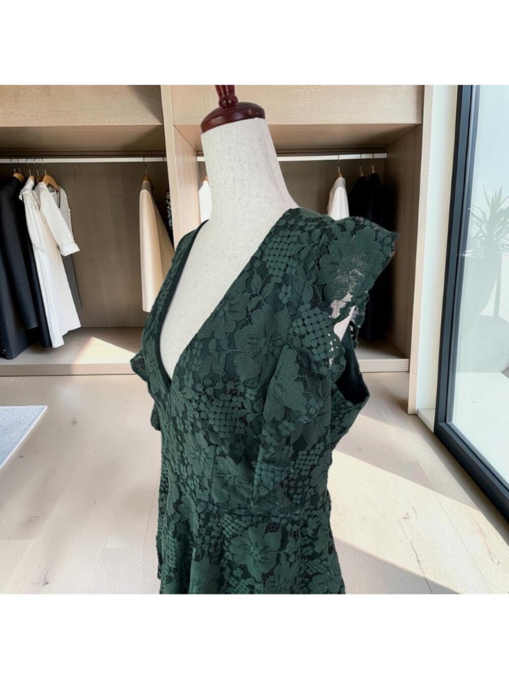 Lulus Molinetto Forest Green Lace Ruffled Tiered Sleeveless Maxi Dress XL 1X - Picture 5 of 9